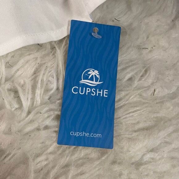 White Boho Maxi Dress Lace Trim Smocked Waist Beachy Size Small NWT - Picture 10 of 11